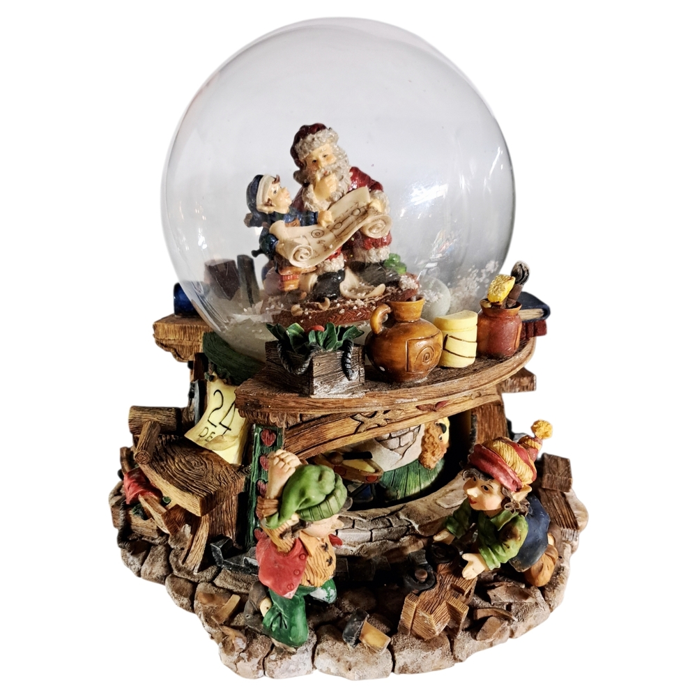 Special Times Christmas Musical Holiday Water Globe Santa's Workshop Elves Rare